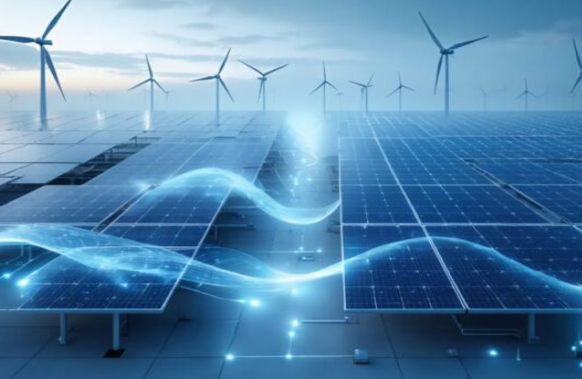 A large-scale renewable energy facility featuring rows of high-efficiency solar panels and multiple wind turbines generating clean electricity. The image highlights the integration of solar and wind power with a smart energy grid, symbolizing sustainable power generation, energy efficiency, and advanced electrical engineering solutions. Bilal Switchgear Engineering delivers reliable renewable energy infrastructure, power distribution systems, and innovative electrical solutions for industrial and commercial applications.